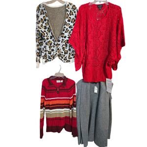 Women's 1X 14W 16W Sweaters Cardigans Pullovers Vests Wholesale Bulk Lot of 4